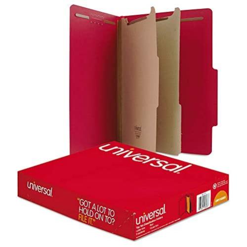 Universal 10303 Pressboard Classification Folders, Letter, Six-Section, Ruby Red, 10/Box