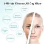 3 in 1 Sonic Facial Cleansing Brush((9 Adjustable Speeds), Silicone Face brush with Heated Massage Helps Open pores&Import Essence, USB Rechargeble Face Scrubber Brush for Deep Cleanning, Exfoliating
