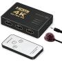 HDMI Switch 4k,GANA Intelligent 3-Port HDMI Switcher,Splitter, Supports 4K, Full HD1080p, 3D with IR Remote