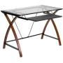 Flash Furniture Glass Computer Desk with Pull-Out Keyboard Tray and Crisscross Frame
