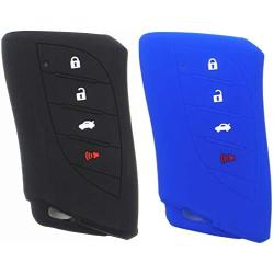 Ezzy Auto Black and Blue Silicone Rubber Key Fob Case Key Cover Key Jacket Skin Protector fit for UX NX RX GX LX is ES GS LS