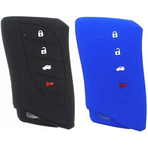 Ezzy Auto Black and Blue Silicone Rubber Key Fob Case Key Cover Key Jacket Skin Protector fit for UX NX RX GX LX is ES GS LS