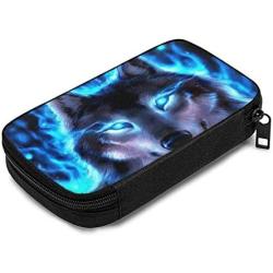 Hxuedan Ice and Fire Wolf Head The Data Cable Storage Bag is A Portable and Independent Design SuitableVFor Travelers to Place The Data Cable, Earphone and Electronic Product Data Cable Storage Bag