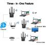 1200Mbps WiFi Range Extender WiFi Repeater Wireless Signal Booster, 2.4 & 5GHz Dual Band Extender with Ethernet Port and 4 Antenna