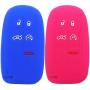 Ezzy Auto Blue and Rose Silicone Rubber Key Fob Case Key Cover Key Jacket Skin Protector fit for Challenger Charger Durango Grand Cherokee Ram 1500