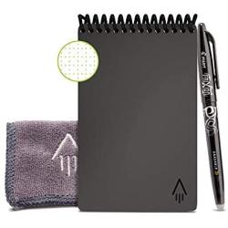 Rocketbook Smart Reusable Notebook - Dot-Grid Eco-Friendly Notebook with 1 Pilot Frixion Pen & 1 Microfiber Cloth Included - Deep Space Gray Cover, Mini Size (3.5'' x 5.5'')