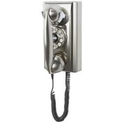 Crosley CR55-BC Wall Phone with Push Button Technology, Chrome