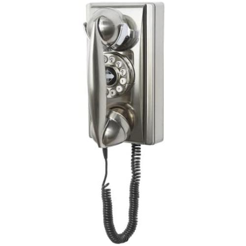 Crosley CR55-BC Wall Phone with Push Button Technology, Chrome