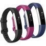 Pack 3 Replacement Band Compatible for Fitbit Alta Bands/Fitbit Alta HR Bands, Adjustable Replacement Soft Silicone Sport Bands for Woman and Men (Large, Black+Purple+Navy Blue)