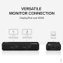 Plugable 4K DisplayPort and HDMI Dual Monitor Adapter with Ethernet for USB 3.0 and USB-C, Compatible with Windows