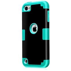 Case for iPod 7 6 5- CheerShare iPod Touch 5 6 7 Case, The Best Silicone Shockproof High Impact Layered Case + Protective Cover Case for iPod Touch 7th 6th 5th Generation(Black + Blue)
