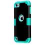 Case for iPod 7 6 5- CheerShare iPod Touch 5 6 7 Case, The Best Silicone Shockproof High Impact Layered Case + Protective Cover Case for iPod Touch 7th 6th 5th Generation(Black + Blue)