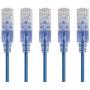 Monoprice Cat6A Ethernet Patch Cable - 3 Feet - Blue (5 Pack) Network Internet Cord - RJ45, Stranded, UTP, Pure Bare Copper Wire, 30AWG - SlimRun Series