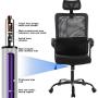 Smugdesk Ergonomic Office Chair with Adjustable Headrest, Breathable Skin Friendly Mesh Swivel Chair, Desk Chair, Computer Task Chair (Black)