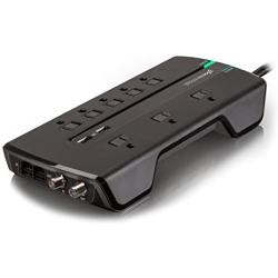 360 Electrical 360543 Director3.4 Surge Protector with 8 Outlets, 3.4 Amp/17 Watt USB Charging and Coax, Black