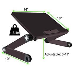 Uncaged Ergonomics WorkEZ LIGHT Ergonomic Portable Lightweight Folding Aluminum Laptop Cooling Stand & Lap Desk Tray for Bed Couch. Adjustable height angle tilt notebook computer macbook desktop riser table-top holder, black (WELb)