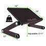 Uncaged Ergonomics WorkEZ LIGHT Ergonomic Portable Lightweight Folding Aluminum Laptop Cooling Stand & Lap Desk Tray for Bed Couch. Adjustable height angle tilt notebook computer macbook desktop riser table-top holder, black (WELb)