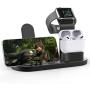 OLEBR 3 in 1 Charging Stand Compatible with iWatch Series 6/SE/5/4/3/2/1, AirPods Pro and iPhone Series 12/11 Series/Xs/X Max/XR/X/8/ 8P/7/7P/6S/6S Plus(Original Charger & Cables Required) Black