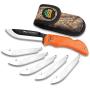 Outdoor Edge RazorLite - Replaceable Blade Folding Hunting Knife with Rubberized Nonslip TPR Handle, 6-Blades and Nylon Belt Sheath (Orange)