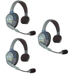 Eartec UL3S UltraLITE Full Duplex Wireless Headset Communication for 3 Users - 3 Single Ear Headsets
