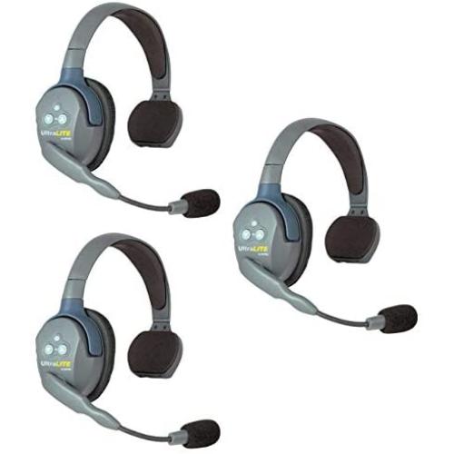 Eartec UL3S UltraLITE Full Duplex Wireless Headset Communication for 3 Users - 3 Single Ear Headsets