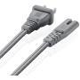 TNP Universal 2 Prong Power Cord (3 Feet) - NEMA 1-15P to IEC320 C7 Shotgun Connector AC Power Supply Cable Wire Socket Plug Jack (Gray) Compatible with Apple TV, PS4, PS3 Slim, LED HDTV