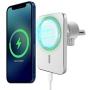 iButliv Mag-Safe Car Mount Charger, Magnetic Wireless Car Charger Compatible with iPhone 12/12 Pro/12 mini/12 Pro Max, 15W Qi Fast Charging Auto-Clamping Magnet Car Air Vent Phone Holder Mount(White)