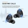 TRANYA M10 Bluetooth 5.0 Wireless Earbuds with Wireless Charging Case TWS Stereo Headphones in Ear 14.2mm Driver Quad-Mic System aptX Headset Premium Sound with Deep Bass
