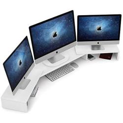 Tribesigns Triple 3 Shelf Monitor Stand Riser with Adjustable Length and Angle, White