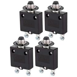 Ampper 12V/24V DC Push Button Thermal Circuit Breaker, 125/250V AC Push Reset Circuit Breaker with Quick Connect Terminals (10Amp, 4Pcs)