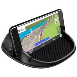 Loncaster Car Phone Holder, Car Phone Mount Silicone Car Pad Mat for Various Dashboards, Slip Free Desk Phone Stand Compatible with iPhone, Samsung, Android Smartphones, GPS Devices and More, Black