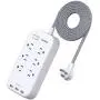 6 Outlets Power Strip Flat Plug with 3 USB Charing Ports (3.1A, 15W), 6Ft Braided Extension Cord, Wall Mountable Outlet Extender with Overload Protection Switch for Home Office Cruise Ship , White 6 Outlets Power Strip Flat Plug with 3 USB Charing Ports (3.1A, 15W), 6Ft Braided Extension Cord, Wall Mountable Outlet Extender with Overload Protection Switch for Home Office Cruise Ship , White