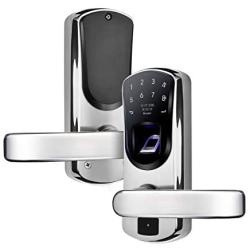 WeJupit V8 Fingerprint Smart Door Lock with Right Handle, Keyless Entry Stainless Steel Touchscreen with Electronic Keypads, Spare Key, Two-Factor Authentication, Biometric Digital Auto-Lock