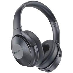 Mpow Active Noise Cancelling Headphones, 45Hrs Playtime Bluetooth Headphones with Microphone, Quick Charge, Deep Bass, Wired Wireless Headset for Kids, Adults, TV, Online Class, Office，Grey