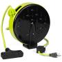 30Ft Retractable Extension Cord Reel with Breaker Switch & 3 Electrical Power Outlets - 16/3 SJTW Durable Green Cable - Perfect for Hanging from Your Garage Ceiling
