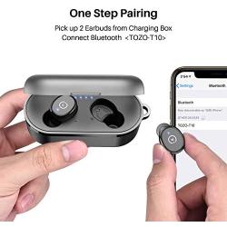 TOZO T10 Bluetooth 5.0 Wireless Earbuds with Wireless Charging Case IPX8 Waterproof TWS Stereo Headphones in Ear Built in Mic Headset Premium Sound with Deep Bass for Sport Black