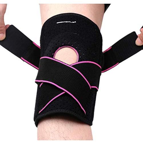 Greententljs Pair of Knee Brace Holder with Side Stabilizers - Adjustable Strap Breathable Knee Brace Patella Gel Pads for Knee Support (2Pcs Pink)