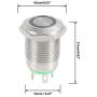 uxcell Momentary Metal Push Button Switch 12mm Mounting Dia 2A 1NO 3-6VAC/DC Green LED Light