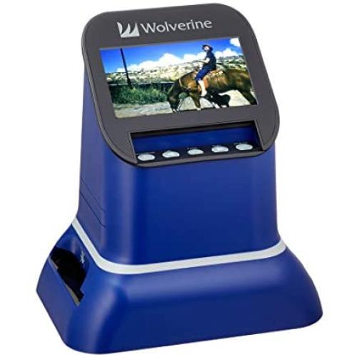 Wolverine F2D Saturn Digital Film & Slide Scanner - Converts 120 Medium Format, 127 Film, Microfiche, 35mm Negatives & Slides to Digital JPEG - Large 4.3'' LCD w/HDMI Output (Blue)