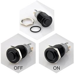 Ulincos Latching Pushbutton Switch U16F2 1NO1NC SPDT ON/Off Black Metal Shell with Yellow LED Ring Suitable for 16mm 5/8'' Mounting Hole (Yellow)