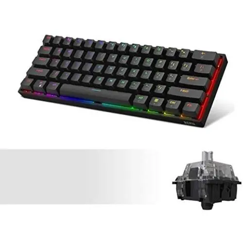 DIERYA DK61E 60% Mechanical Gaming Keyboard, RGB Backlit Wired PBT Keycap Waterproof Type-C Mini Compact 61 Keys Computer Keyboard with Full Keys Programmable (Gateron Optical Sliver Switch)