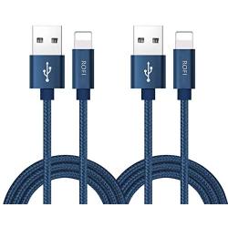 RoFI Compatible Phone Cable, [2Pack] 0.6M Nylon Braided Fast Charging USB Cord Replcement for Phone X 8 8 Plus 7 7 Plus 6s 6s Plus 6 6 Plus 5 5S 5C SE Pad Air Mini and More (2 Pack Dark Blue, 2 FT)