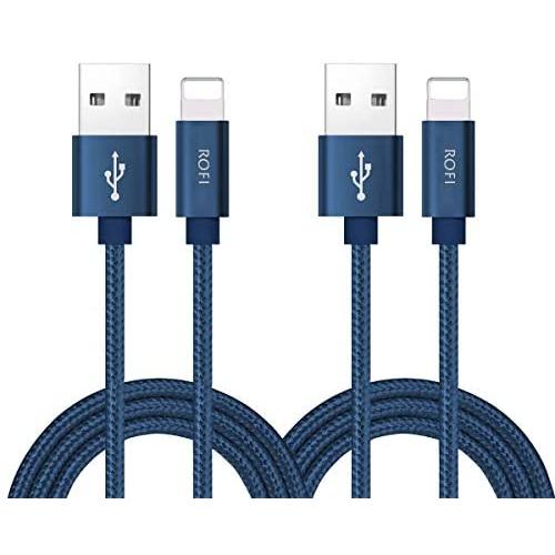 RoFI Compatible Phone Cable, [2Pack] 0.6M Nylon Braided Fast Charging USB Cord Replcement for Phone X 8 8 Plus 7 7 Plus 6s 6s Plus 6 6 Plus 5 5S 5C SE Pad Air Mini and More (2 Pack Dark Blue, 2 FT)