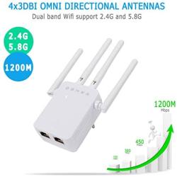 WiFi Extender Signal Booster Long Range Coverage, Wireless Internet Amplifier -WiFi Booster Ethernet Extender 4 External Advanced Antennas,Router Extender for Internet, Coverage Up to 1200 sq.ft