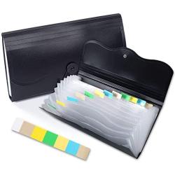 Receipt Organizer for Business,School,Office,Bank,Accordian File Folder for Check,Bill,Invoice,13 Pockets Expanding File Organizer(Black)