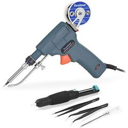 Toolour Automatic Soldering Gun Kit 60W Temperature Adjustment Auto Solder Feed with Wire Bracket, Solder Wire, for Home Workshop PCB Welding Electrical Digital Repair(Green)