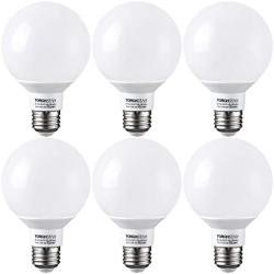 TORCHSTAR G25 Globe led Bulb, Dimmable Vanity Light, 5.5W (60W Eqv.), UL-Listed, Soft White 2700K for Makeup Mirror, Pendant, Bathroom, Dressing Room, 3 Years Warranty, Pack of 6