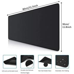 Halomy Gaming Mouse Pad - Large Desk Pad Mouse Pad with Non-Slip Natural Rubber Base, Double Weave Fabric Surface Design - Tight and Smooth, Fit Any Mouse, Keyboard and Laptop (80x30 Black)