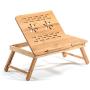 HANKEY Bamboo Large Foldable Laptop Notebook Stand Desk with Height Adjustable Legs Drawer Cup Holder,Bed Table Serving Tray for Eating Breakfast, Reading Book, Watching Movie on iPad