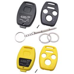 Cutting Not Required - Replacement Key Fob Keyless Entry Remote Shell Case for Honda 2003-2012 Accord / 2006-2013 Civic EX / 2009-2015 Pilot /2005-2006 CR-V Car Key Fob Cover (1 Black + 1 Yellow)